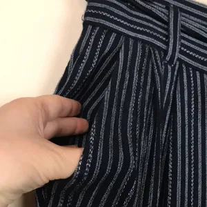 American Eagle Women’s Striped Black White Tie High Waist Rolled Hem Pants thumbnail 5