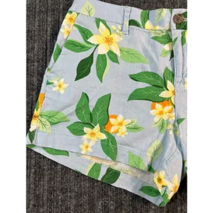OLD NAVY Everyday Short Women 6 Blue Botanical Linen Blend‎ Tropical Citrus thumbnail 4
