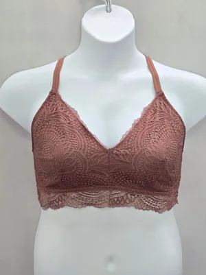 Maurices Brown Romantic Boudoir Bridal Cottage Lingerie Feminine Lace Bra XL thumbnail 1