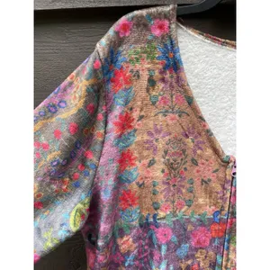 Natural Life Floral Soft Fleece Pajama Jumpsuit Large Zip-up Boho Cozy Colorful thumbnail 13