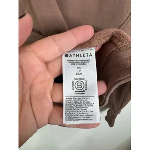 Athleta Coaster Luxe V-Neck Sweatshirt‎ Brown Mauve Fleece Pullover XS 466781 thumbnail 4