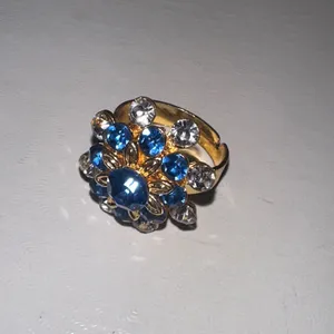 ✨Elegant Blue and Gold Crystal Ring thumbnail 3