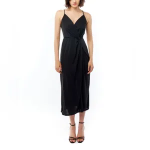 LBLC The Label Revolve Kelcie Midi Gathered Twist Front‎ Dress Slit Black NWT S thumbnail 9