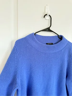 Lafayette 148 Wool & Cashmere Blue Knit Crewneck Sweater thumbnail 4