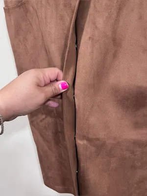 NWT Glamorous Riya Faux-Suede Button-Front Midi Skirt brown sueded small thumbnail 4