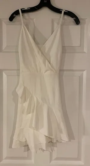 HALARA White Ruffle Wrap-Style Mini Dress thumbnail 1