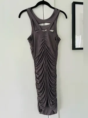 VTG Y2K Baby Phat grey ruche mini dress size medium Kimora lee Simmons thumbnail 5