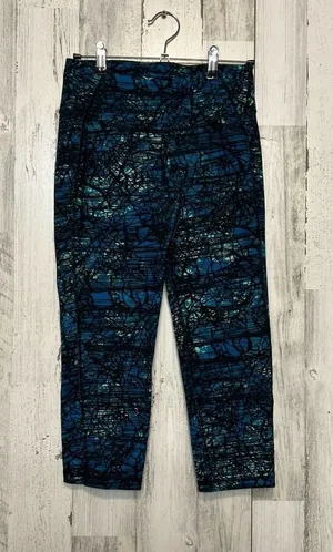 Old Navy Active Go-Dry Cropped Compression Leggings Womens Small Blue Mosaic thumbnail 1