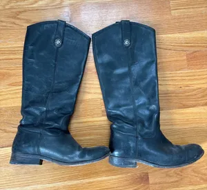 Frye Melissa Button‎ Tall Black Leather Riding Boots Womens Size 8 B thumbnail 1