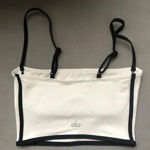 Alo Yoga Airbrush Streamlined Bra Tank Ivory/Black XS thumbnail 5