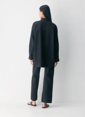 NWOT Aritzia Denim Forum The '80s Comfy Shirt in Black Eyeliner thumbnail 2
