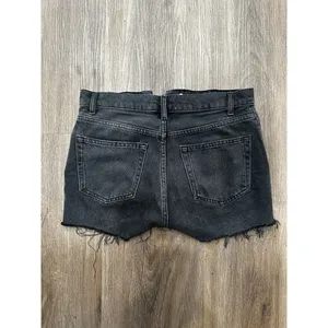 Reformation Size 25 Women's‎ Button Zip High Rise Black Distress Denim Shorts thumbnail 4