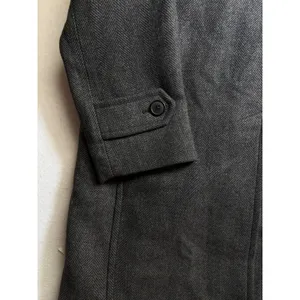 Uniqlo Herringbone Car Coat Charcoal Grey Button Front Overcoat thumbnail 14