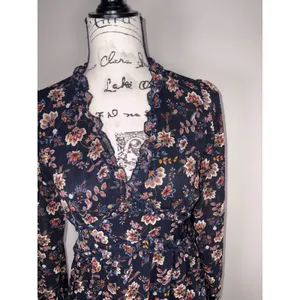 Mi Ami Black Floral Long Sleeve Ruffle Mini Dress Womens Size Medium thumbnail 3
