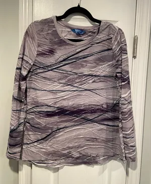 Simply Vera Size L Purple Tie Dye Textured Embroidered Long Sleeve Top thumbnail 1