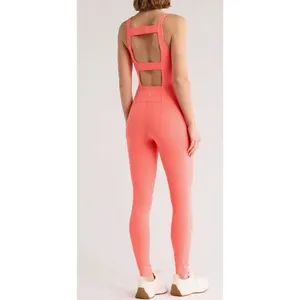 Free People Never Better One Piece Jumpsuit Workout Neon Coral Women's Large NWT thumbnail 2