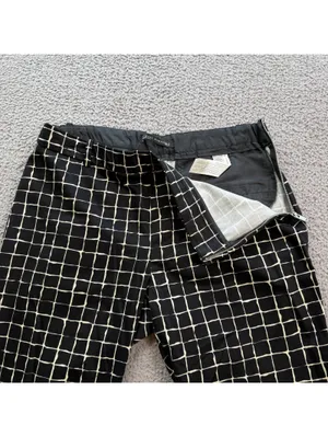 Zara Woman Black White Grid Print Slim Ankle Trousers Size M Side Zip thumbnail 5