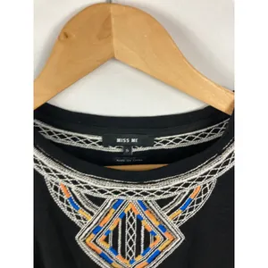 Miss Me Embroidered Beaded Ruffle Short Sleeve Tshirt Size Small thumbnail 3
