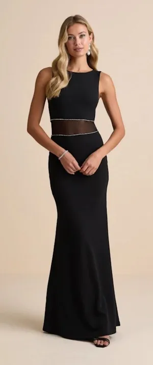 NWT Lulus Just Exquisite Black Rhinestone Mermaid Maxi Dress Holiday Party Sz M thumbnail 1