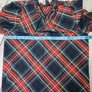 J. Crew Womens BN162‎ Tartan Plaid Ruffle Neck Puff Sleeve Cotton Top Small thumbnail 7