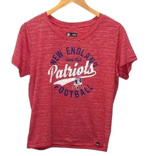NFL Team‎ Apparel Womens New England Patriots Space Dye T-Shirt Red Size Large thumbnail 1