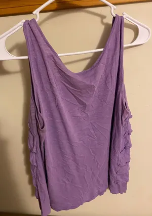 Loft Purple Ruffle Tank Top thumbnail 3