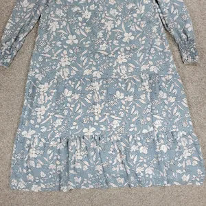 Udel New York Dress Womens M Blue Floral Smocked Puff Sleeve Cottagecore Maxi thumbnail 7