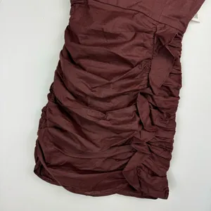 NWT Zara Brown Ruched Ruffle Mini Dress Sz XS thumbnail 7