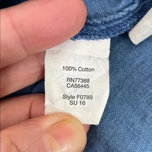 Madewell Chambray Blue Off-Shoulder Top peasant style 100% Cotton size Small thumbnail 13