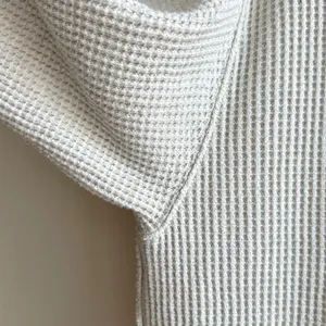 aerie Waffle Knit Long Sleeve Lounge Tee, Beige, Size Medium thumbnail 5