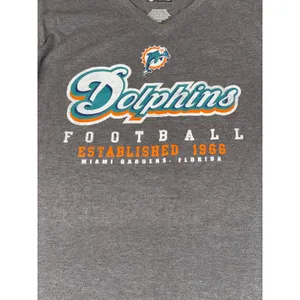 NFL Team Apparel Miami Dolphins Charcoal V Neck Tee Shirt Womens Size L thumbnail 2