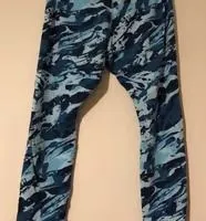 Wmns NIKE Blue Paint Camo Athletic Capri leggings pants L blue dri fit fold down thumbnail 1
