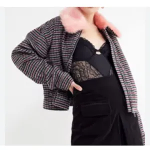 Urban outfitters Colette houndstooth pink fur collar jacket size small thumbnail 2