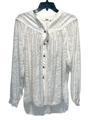 Free People Womens Can't Stop Dreaming Oversized Button Down Top White‎ XS NWT thumbnail 1