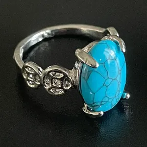 Women turquoise stone S925 silver ring size 7.5 thumbnail 2