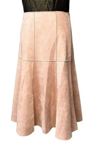 Favlux Fawn Tan Faux Suede Seamed Trumpet Skirt‎ MEDIUM Neutral Earth Tones NWT thumbnail 1