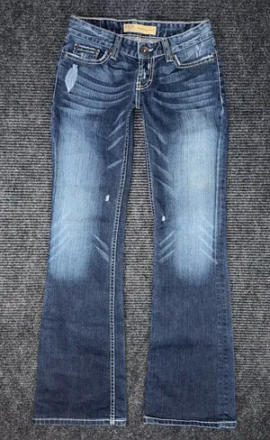 Vintage Y2K Buckle BKE Sabrina Low Rise Flare Jeans Sz 26 x 32.5 Dark Distressed thumbnail 1