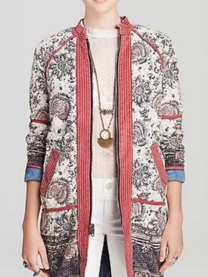 Free People Belario Reversible Quilted Jacket Cotton Small Boho thumbnail 3
