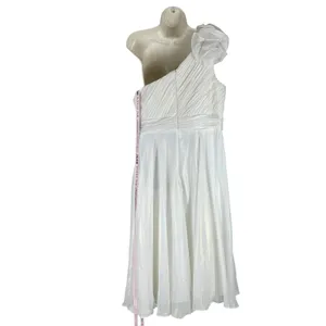 Mac Duggal Rosette One Shoulder Tea Length Dress White Size 12 thumbnail 9