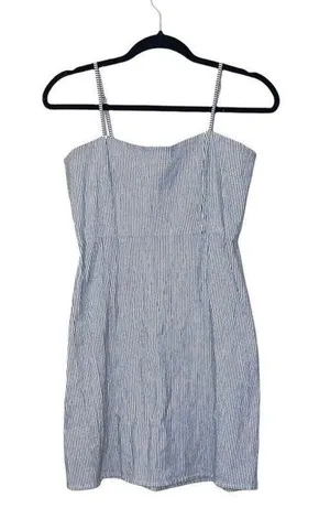 Karla Blue & White Seersucker Striped Mini Dress thumbnail 1