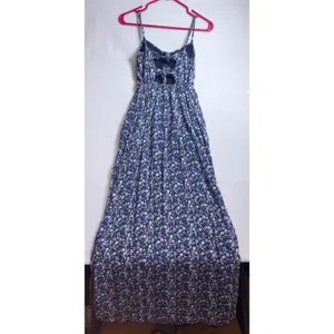 Abercrombie & Fitch Floral Maxi Dress Blue Purple Tie Back Cutout Small thumbnail 4