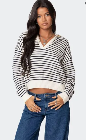 Edikted Copenhagen Oversized Striped Sweater thumbnail 1