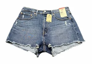 Levi's 501 NWT High Rise Women's Shorts‎ Blue Fringe Size 31 Button Fly thumbnail 1