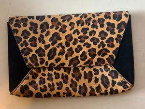 J. Crew Animal Print Clutch with Black Corners - new! thumbnail 1
