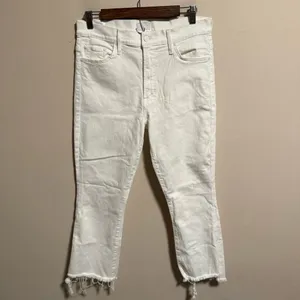 MOTHER Jeans Hustler Ankle Fray White Fairest of Them All- Size 32 thumbnail 4