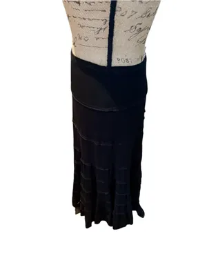 Nine West Black Tiered Maxi Skirt XS thumbnail 4