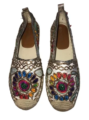 Patrizia Spring Step Maylis Embroidered Espadrilles Size 39 8-8.5 Boho Flats thumbnail 1
