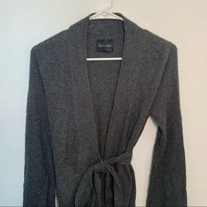 Rhys Dwfen Women's Size Small Wrap Cardigan Sweater Dark Gray 100% Cashmere thumbnail 2