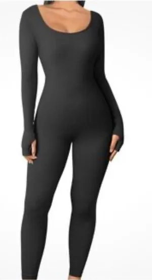 OQQ Women Long Sleeve Yoga Jumpsuits Workout Ribbed Bodysuits Pants One Piece S thumbnail 1