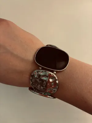 silver and black bracelet thumbnail 1